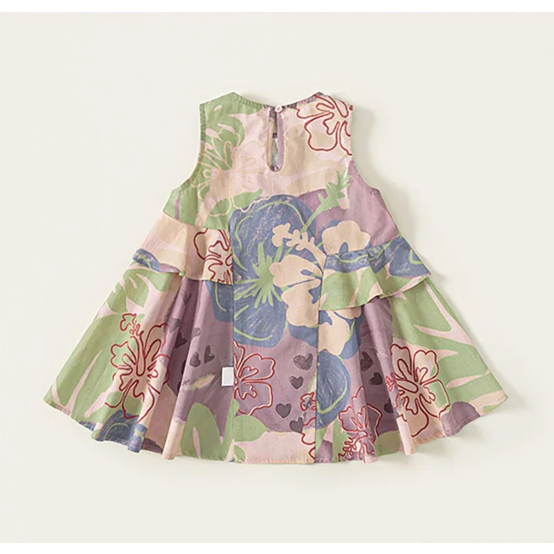 MILANCEL nuevo vestido estampado de verano para niñas vestido bonito sin mangas multicolor 1-7T ropa fina suelta para niños - imagen 4