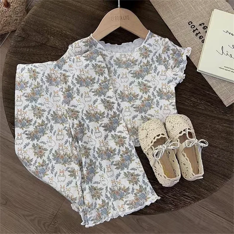 Conjuntos de verano para niñas - Camiseta estampada y pantalón - imagen 5