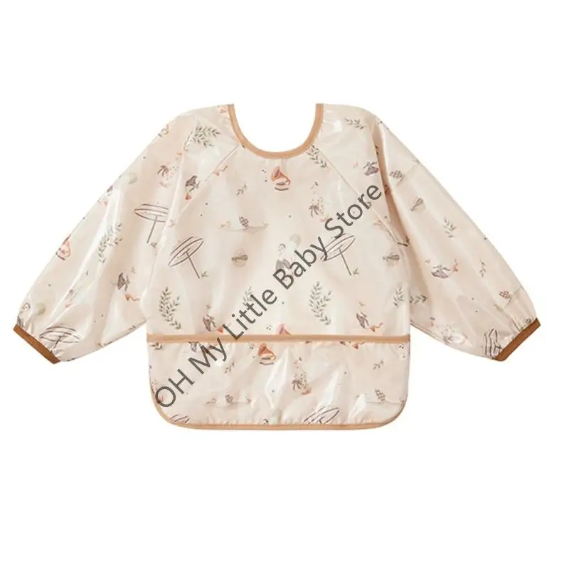 alimentación con cuello redondo M76C, delantal pintura a prueba derrames para niños pequeños, protector manga y - imagen 3