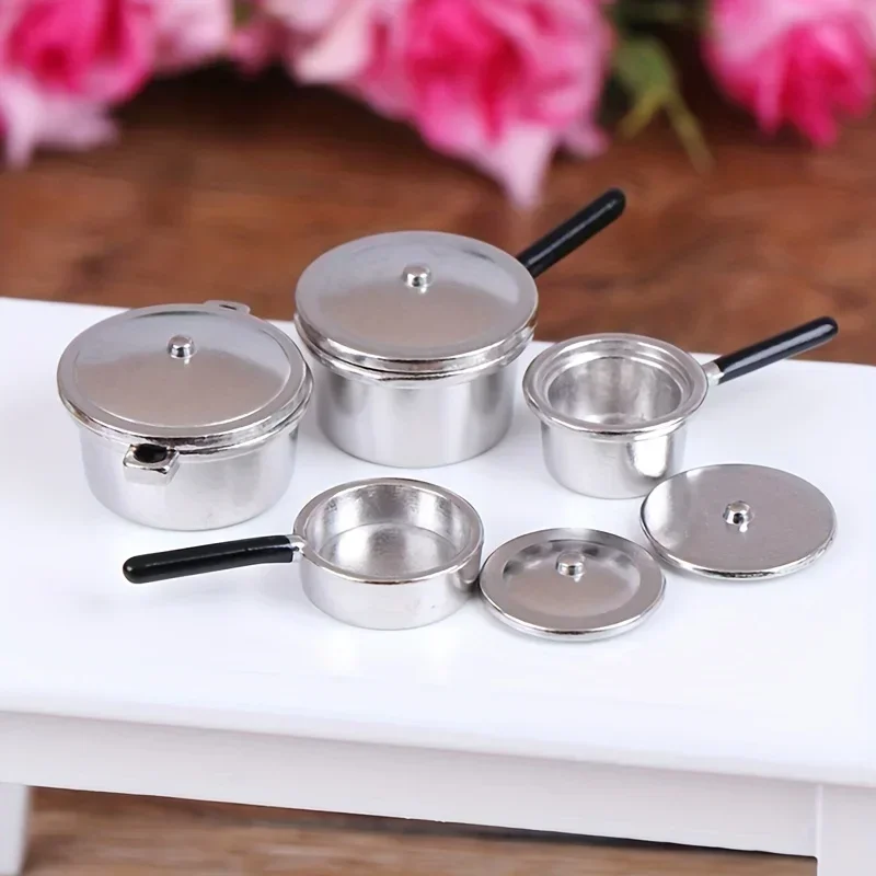 1:12 casa de muñecas cocina miniatura Metal Mini olla conjunto casa de muñecas utensilios de cocina muebles Navidad juego de rol decoración de fiesta regalo