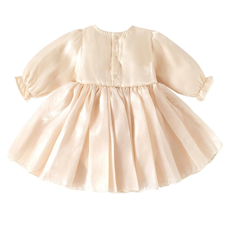 Primavera otoño ropa de niña de 0 a 6 meses coreano lindo arco de malla de manga larga vestidos de princesa para niños + sombrero cumpleaños ress BC1633 - imagen 2