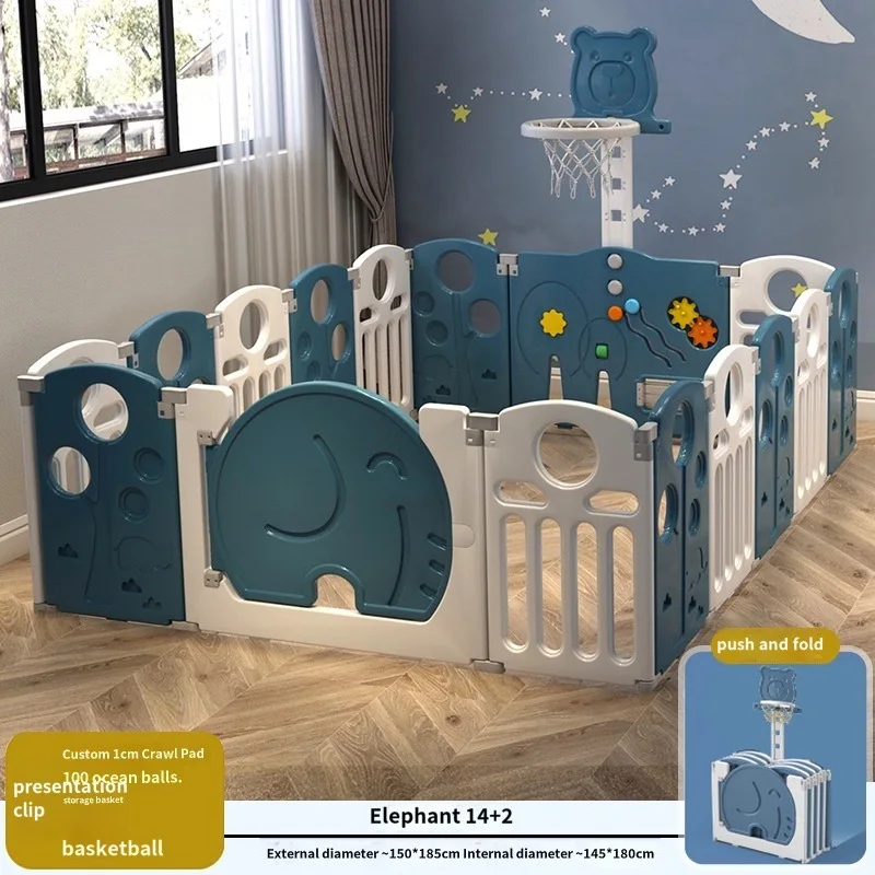 Corralito de suelo para niños, barrera de seguridad plegable con estera para gatear - imagen 4