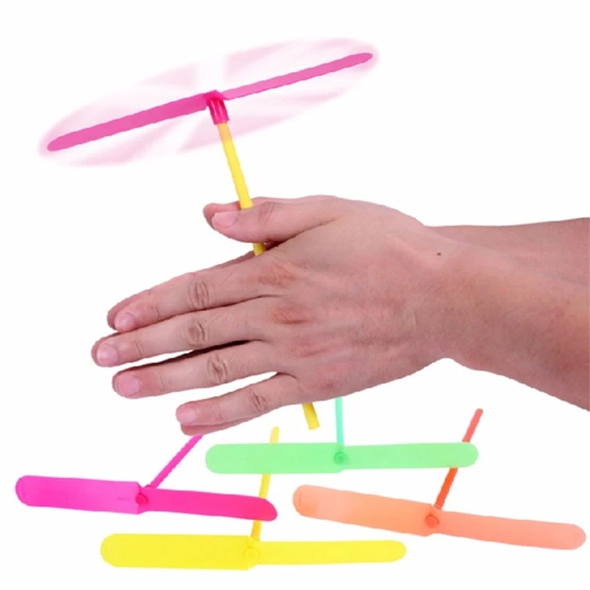 Hélice voladora de empuje manual con forma de libélula de bambú de plástico, juego de deportes al aire libre, juguete para regalo para niños, flecha voladora giratoria, juegos al aire libre - imagen 3