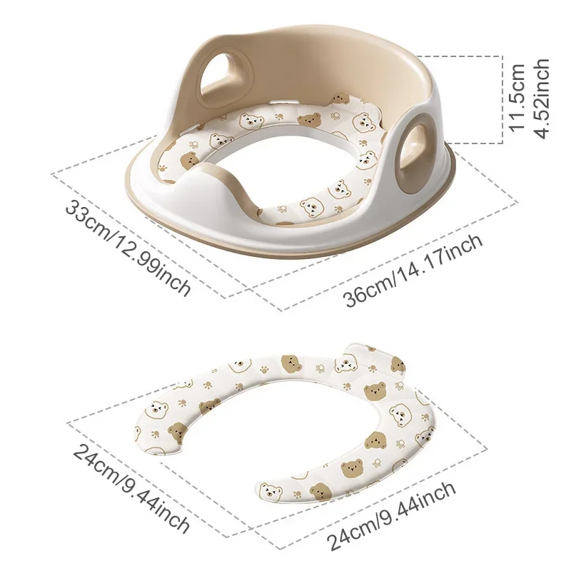 Asiento reductor de inodoro con barandilla y cojín – Diseño oso - imagen 4