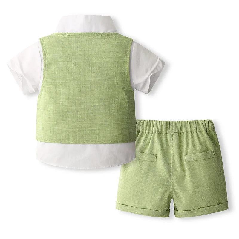 Conjunto de verano de niño pequeño con chaleco y corbata - imagen 4