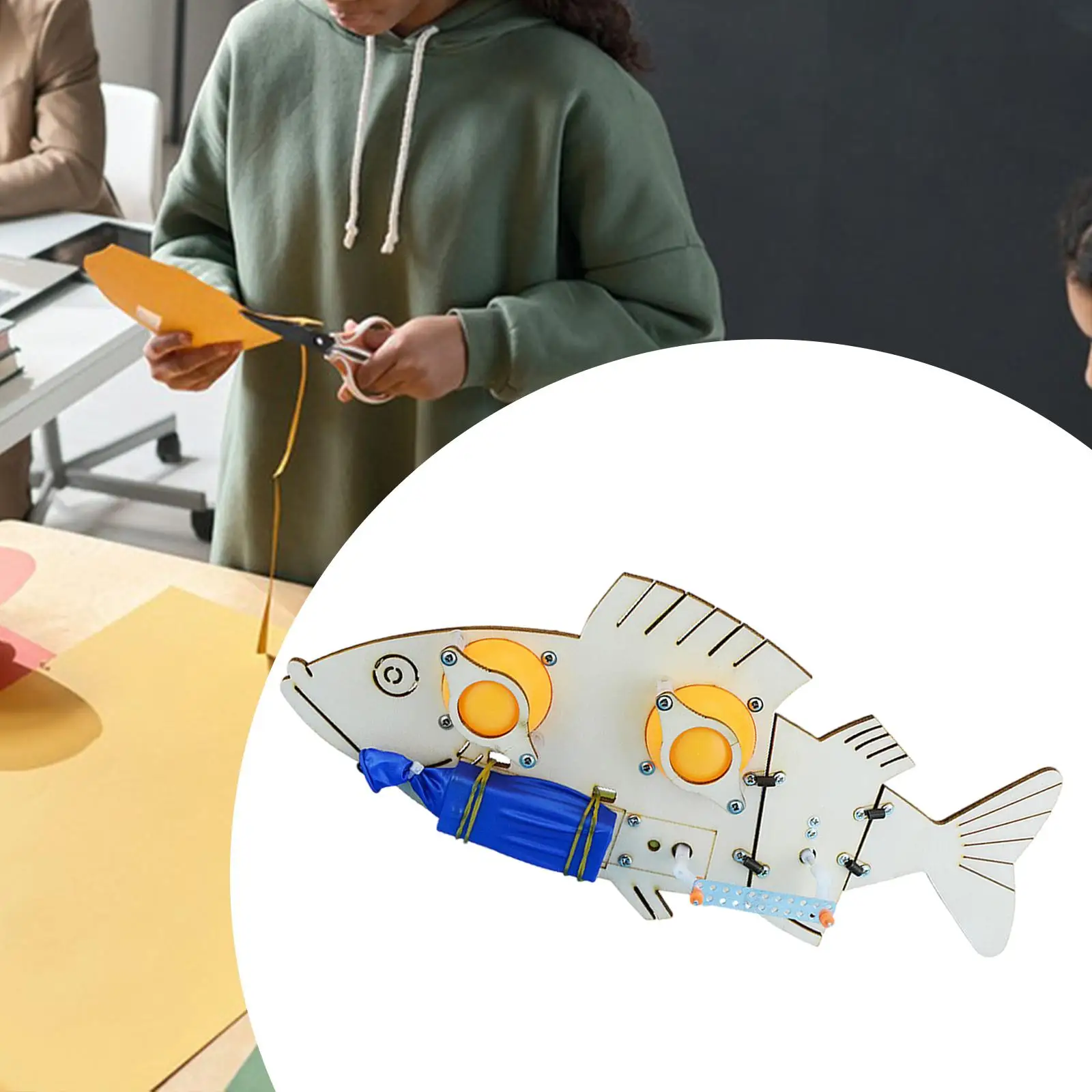Electric Fish 3D Wooden Puzzle Easy to Assemble Wooden Teaching Aids Stem DIY Projects Physics Toy for Kids Adults Girls Boys