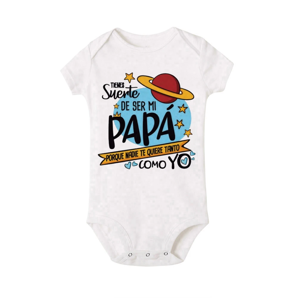 Body divertido con estampado español para bebé recién nacido, ropa de verano de manga corta para niño y niña, mono para gatear - imagen 3