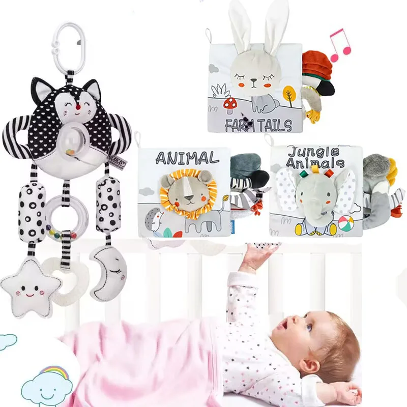 Libro de tela de animales para bebé, juguetes educativos de aprendizaje suave para el desarrollo de bebés, libros sensoriales montessori, juguetes para bebés de 0 a 12 meses - imagen 2