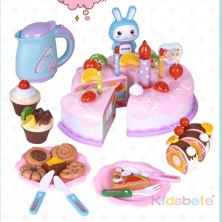 Juguete de pastel de cumpleaños DIY de simulación para niños, cocina de imitación, regalo de fiesta de cumpleaños y Navidad, juguete creativo de pastel de Triple capa - imagen 2