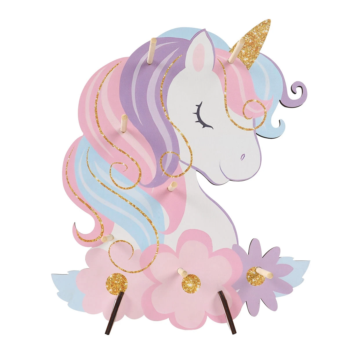 Soporte de Donut de madera con forma de unicornio, decoración para fiesta de cumpleaños, suministros para fiesta de Donut, suministros para fiesta de boda y cumpleaños, decoración de mesa