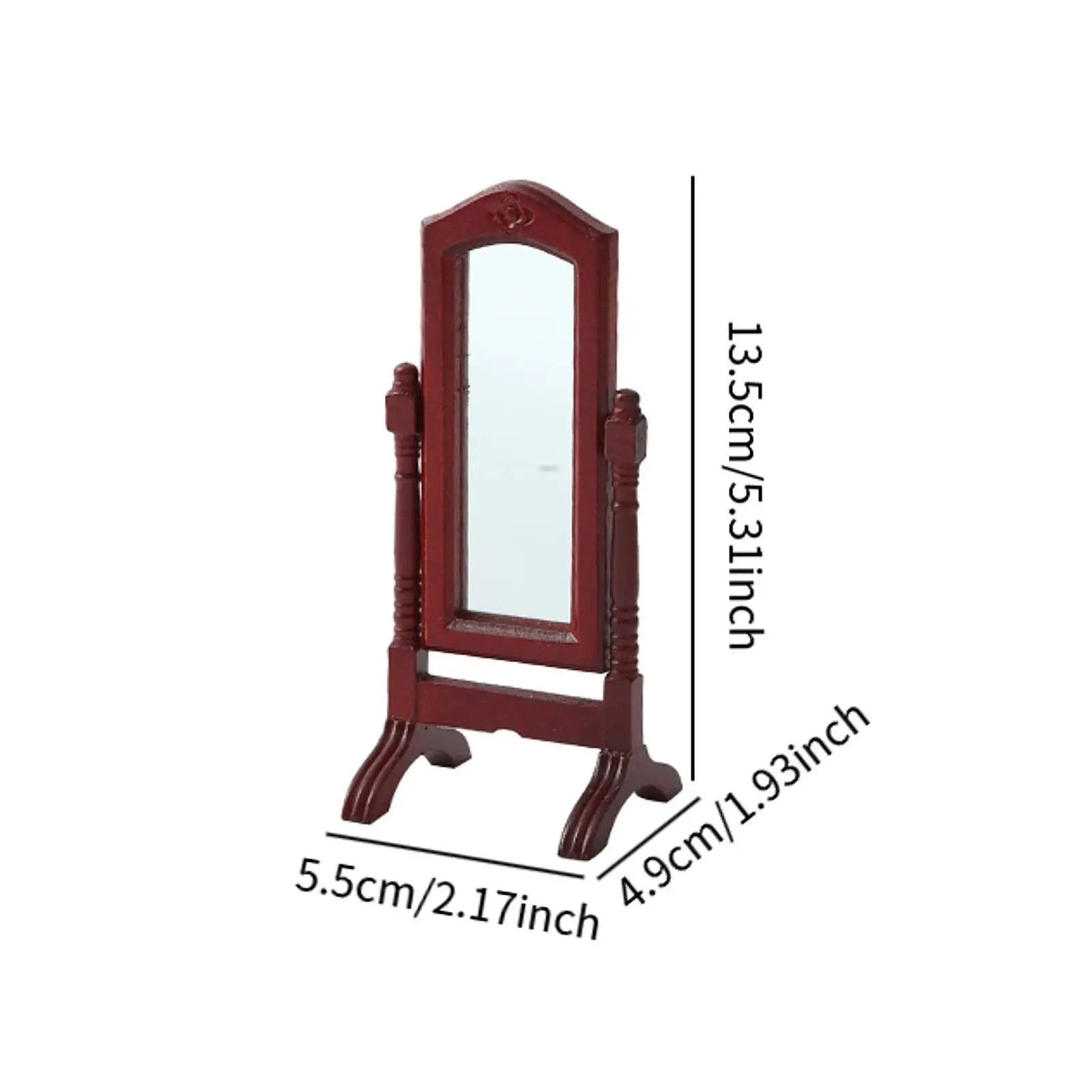 Dollhouse Miniature Dressing Mirror, Wooden 1:12 Scale Doll House Accessories