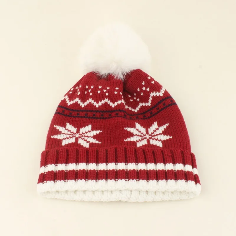 Gorro de punto de invierno para niños – Jacquard con copo de nieve retro - imagen 3