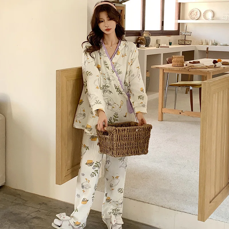 100% de algodón fino para maternidad, ropa de dormir de lactancia, traje de talla grande, ropa holgada para dormir, ropa para mujeres embarazadas, pijamas de embarazo - imagen 4