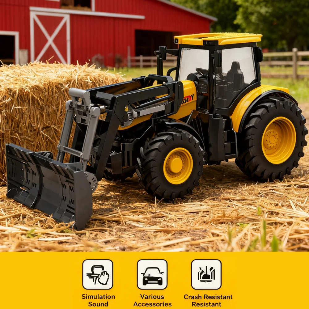 Juego de modelos de camiones agrícolas 1/24, Tractor en cubitos, juguetes para niños, transportador agrícola deslizante, juguetes, regalo de escena agrícola de ingeniería - imagen 2