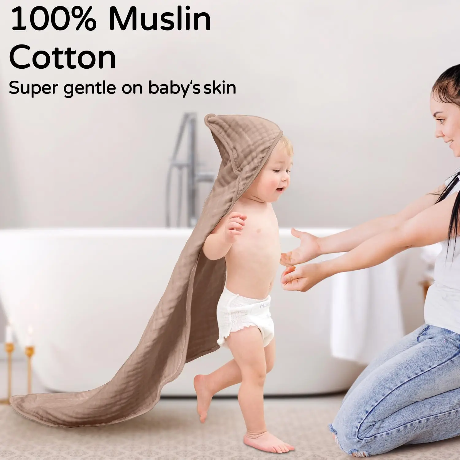 Toalla bebé muselina con capucha algodón – Suave y absorbente