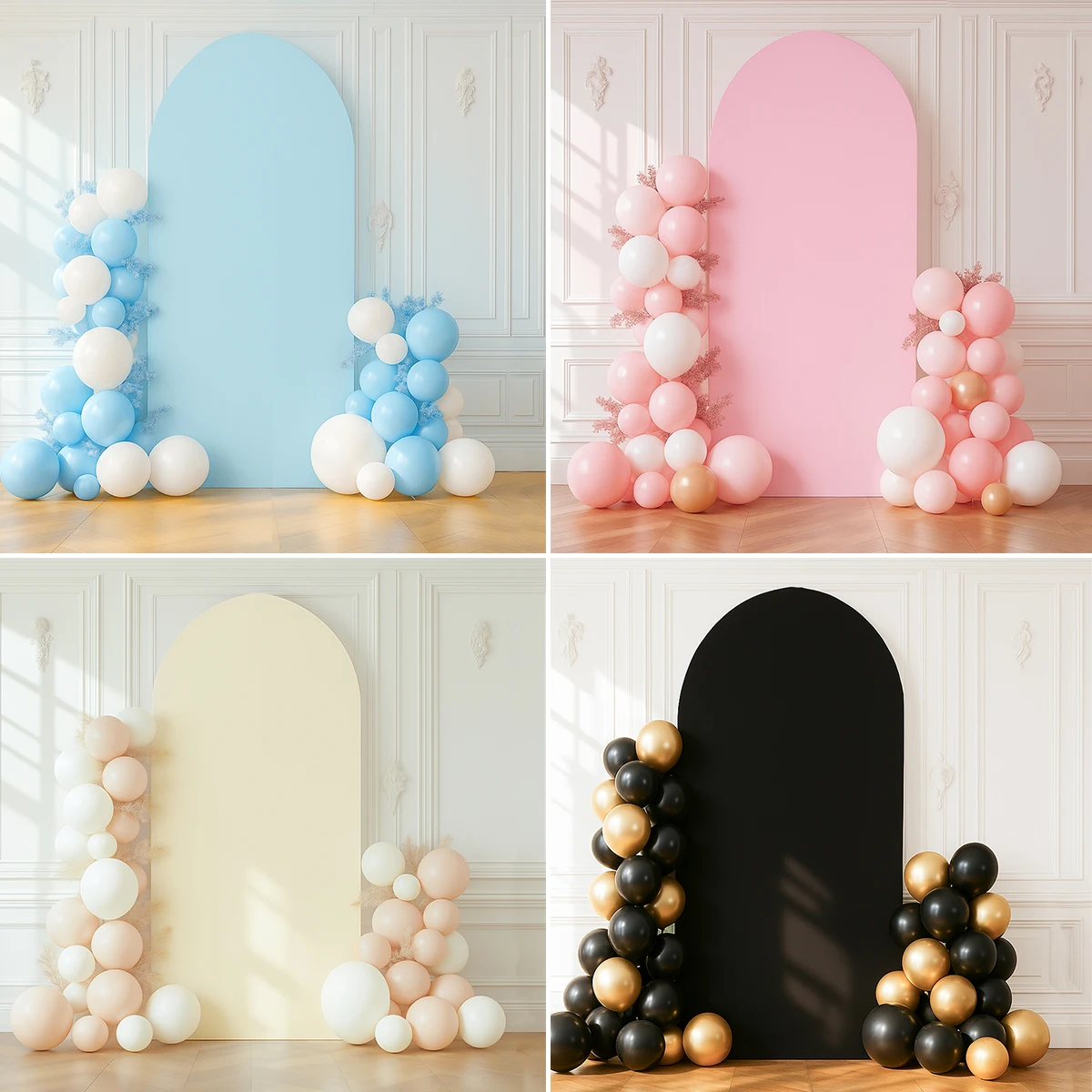 Fondo de cubierta de arco de Color sólido, tela negra, azul y rosa, telón de fondo de alta elasticidad para decoración de banquete, ceremonia, fiesta de boda y cumpleaños