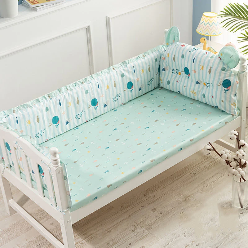 Bonito cuna anticolisión, cama envolvente para niños, cama empalmada, valla para cama, protector grueso de algodón para recién nacidos, cojín, Kit de cama para bebé - imagen 5
