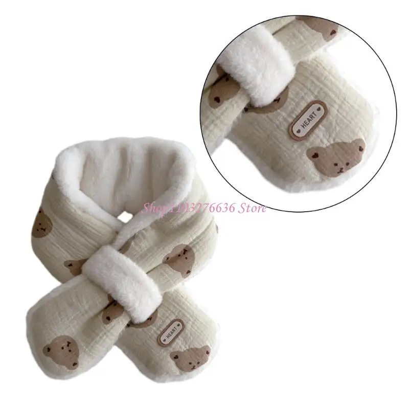 R6FD bufanda cálida invierno para niños, bufandas cálidas Unisex con patrón oso dibujos animados, silenciador largo, - imagen 4