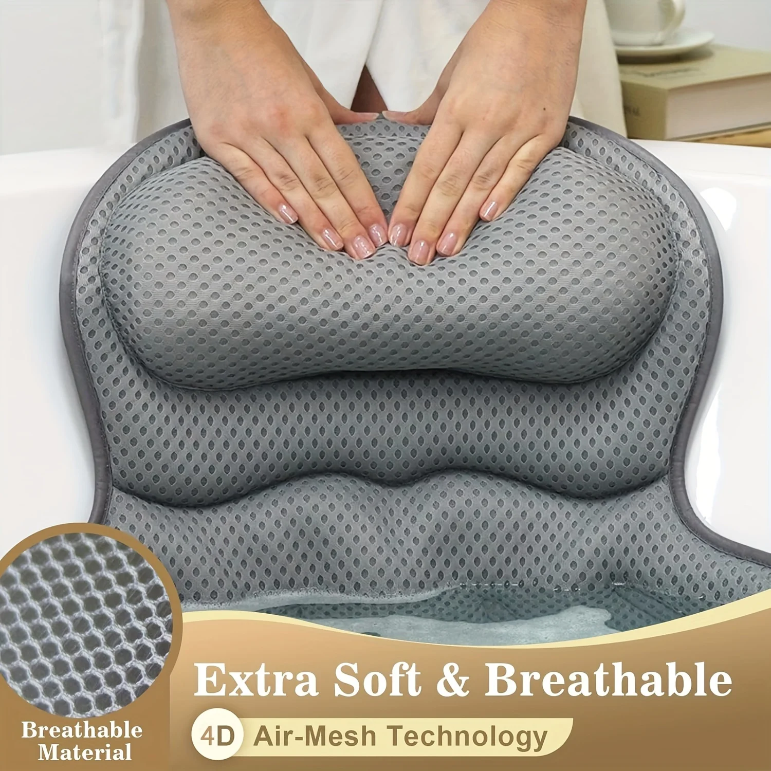 Almohada de baño para bebé con ventosas – Malla transpirable lavable - imagen 4