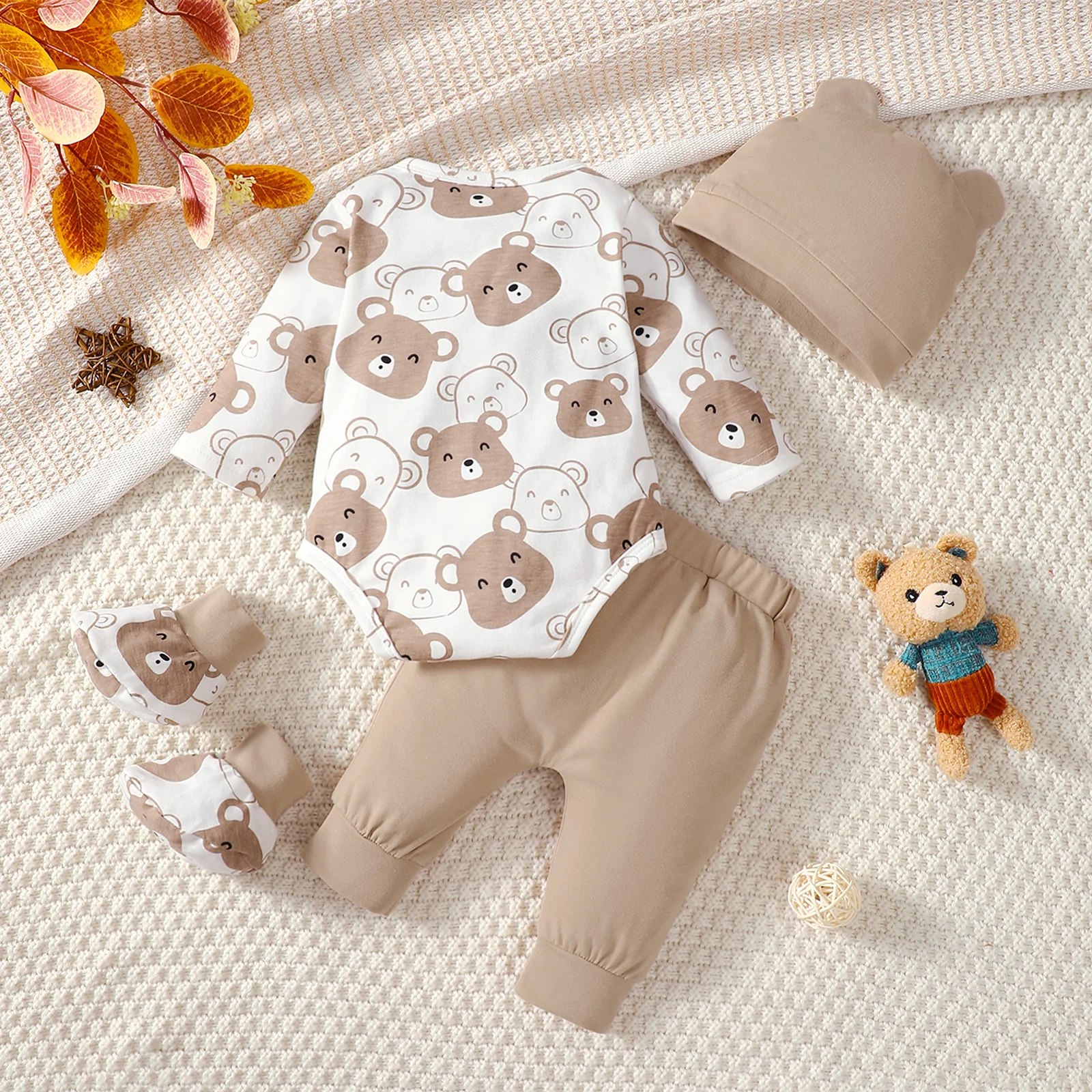 Conjunto de otoño para bebé recién nacido – Mono, gorro y calcetines - imagen 5