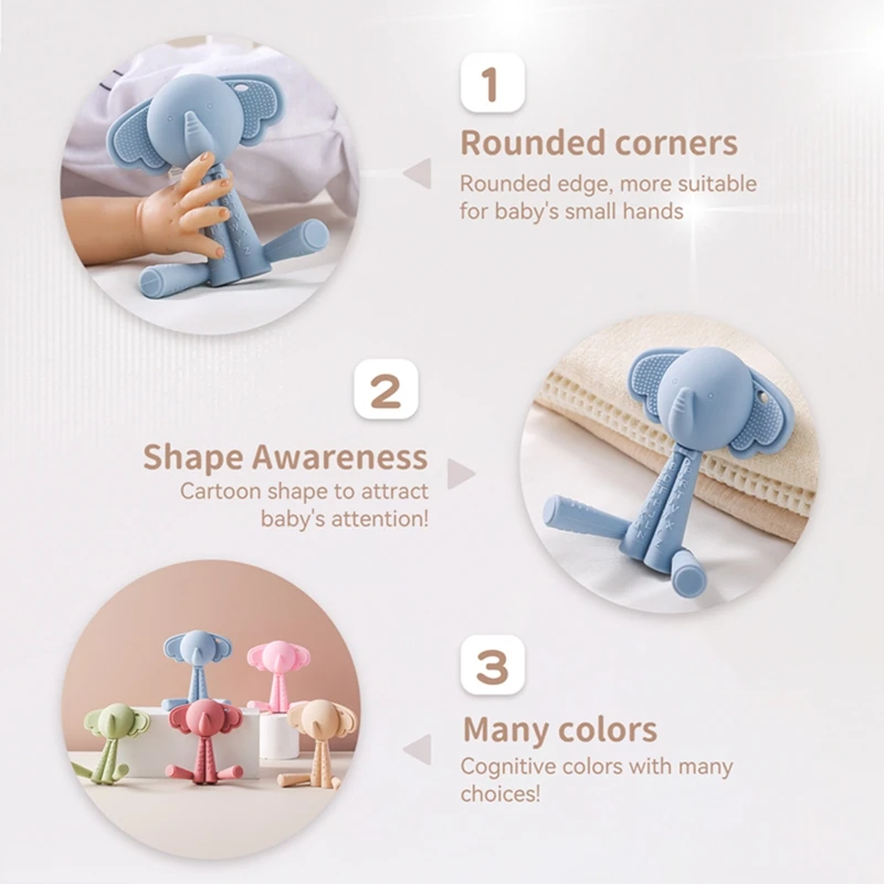 Mordedor de silicona sin BPA para bebé, juguete de dentición de oso de dibujos animados, palo Molar de mano para cuidado Dental de encías, producto para bebé - imagen 4