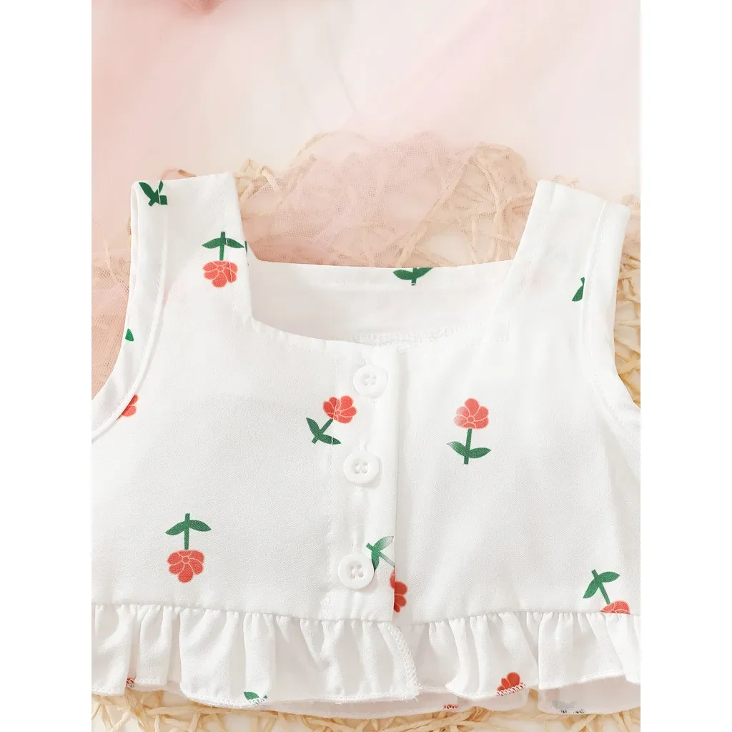Conjunto floral Bebé Niña: Chaleco sin mangas, shorts y diadema - imagen 5