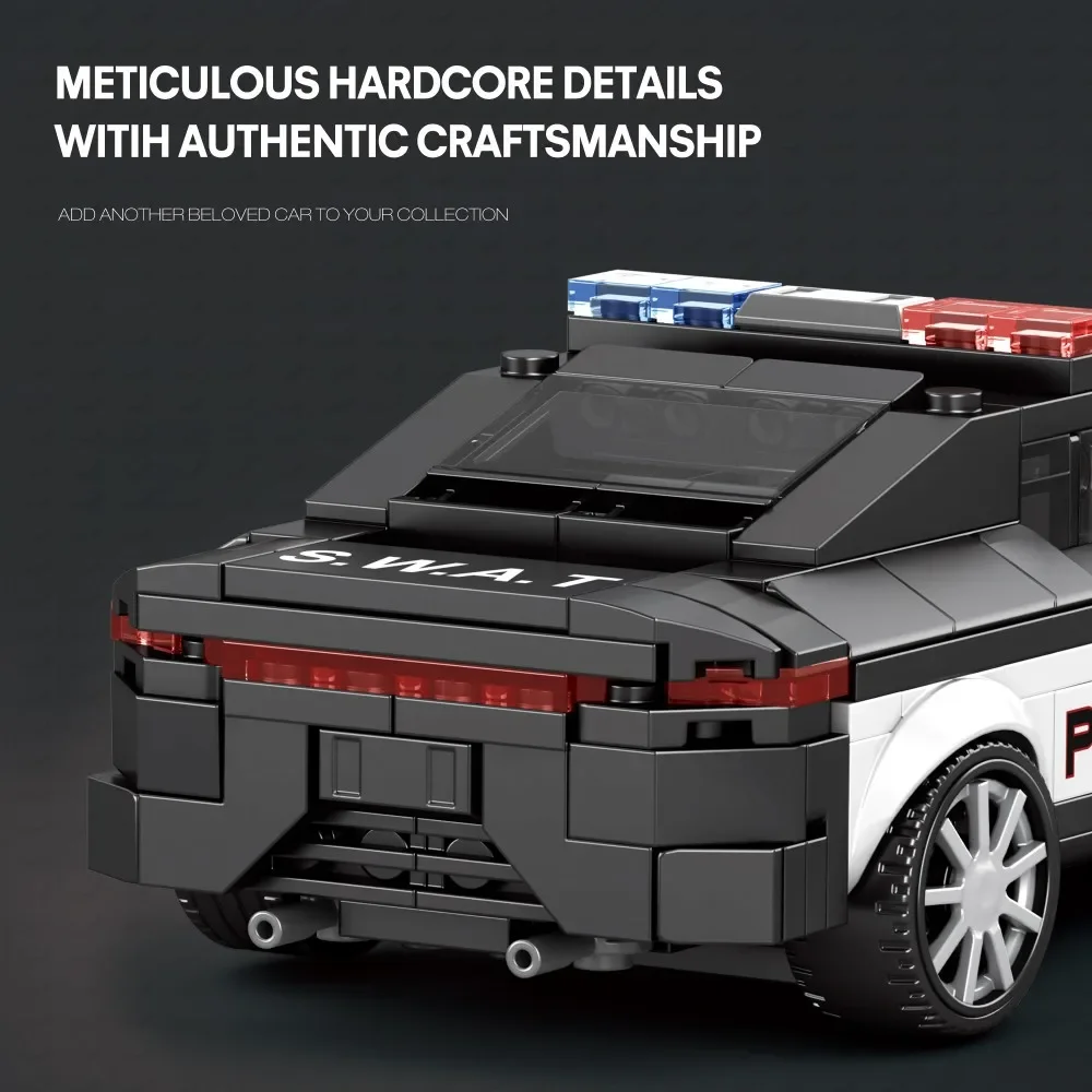 372 Uds. Modelo de coche de policía, bloques de construcción 1:24, modelo de coche SWAT, adornos de escritorio, colección de juguetes de exhibición para niños, regalos de vacaciones - imagen 5
