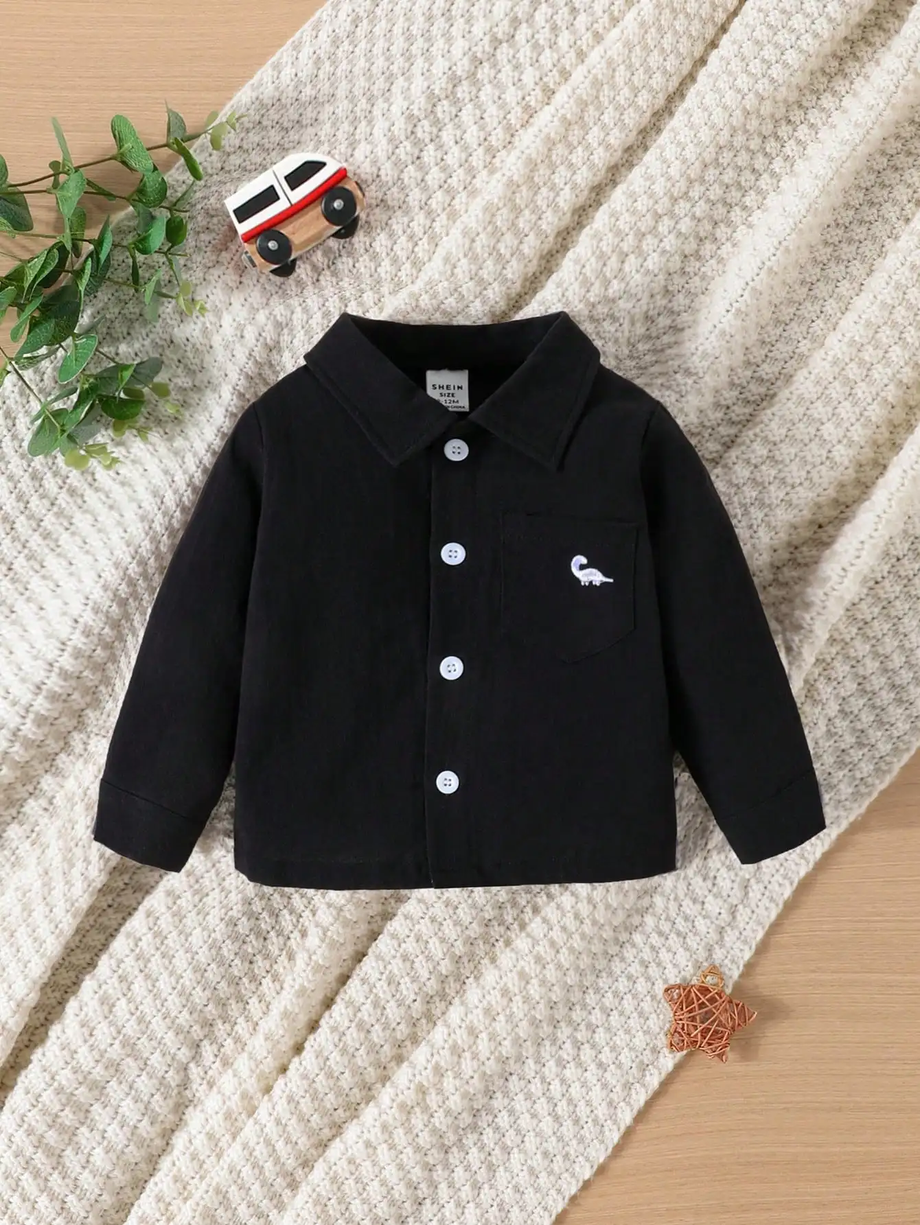 Jersey de algodón con dinosaurio para niño, manga larga negro otoño - imagen 2