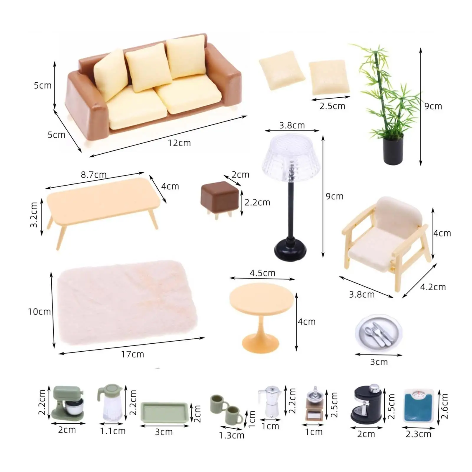 Muebles de miniatura para casa de muñecas: mesa, silla y lámpara - imagen 5