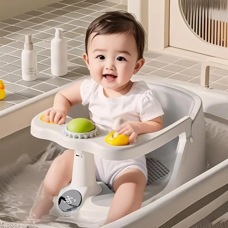Asiento de bañera para bebé, ventosas deslizantes seguras, silla de bañera para recién nacidos, cuidado del bebé, Adorable asiento de ducha para niños de 6 a 18 meses - imagen 3