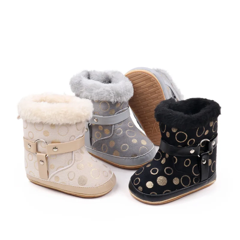 Nuevos zapatos cálidos para otoño e invierno, botas informales para recién nacidos, botas de nieve para bebés y niños, suela suave antideslizante, primeros caminantes para niños pequeños