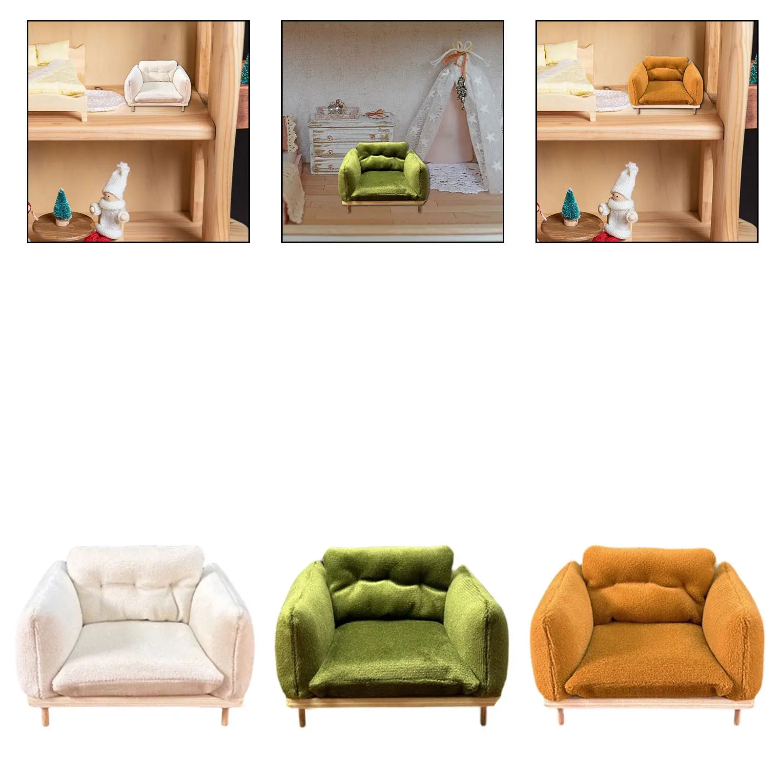 Dollhouse Armchair 1: 12 Dollhouse Decoration Scene Decoration Elegant Decorative Realistic Modern Tiny Model Mini Sofa Model Dollhouse Armchair 1: 12 Dollhouse Decoration Scene Decoration Elegant Decorative Realistic Modern Tiny Model Mini Sofa Model