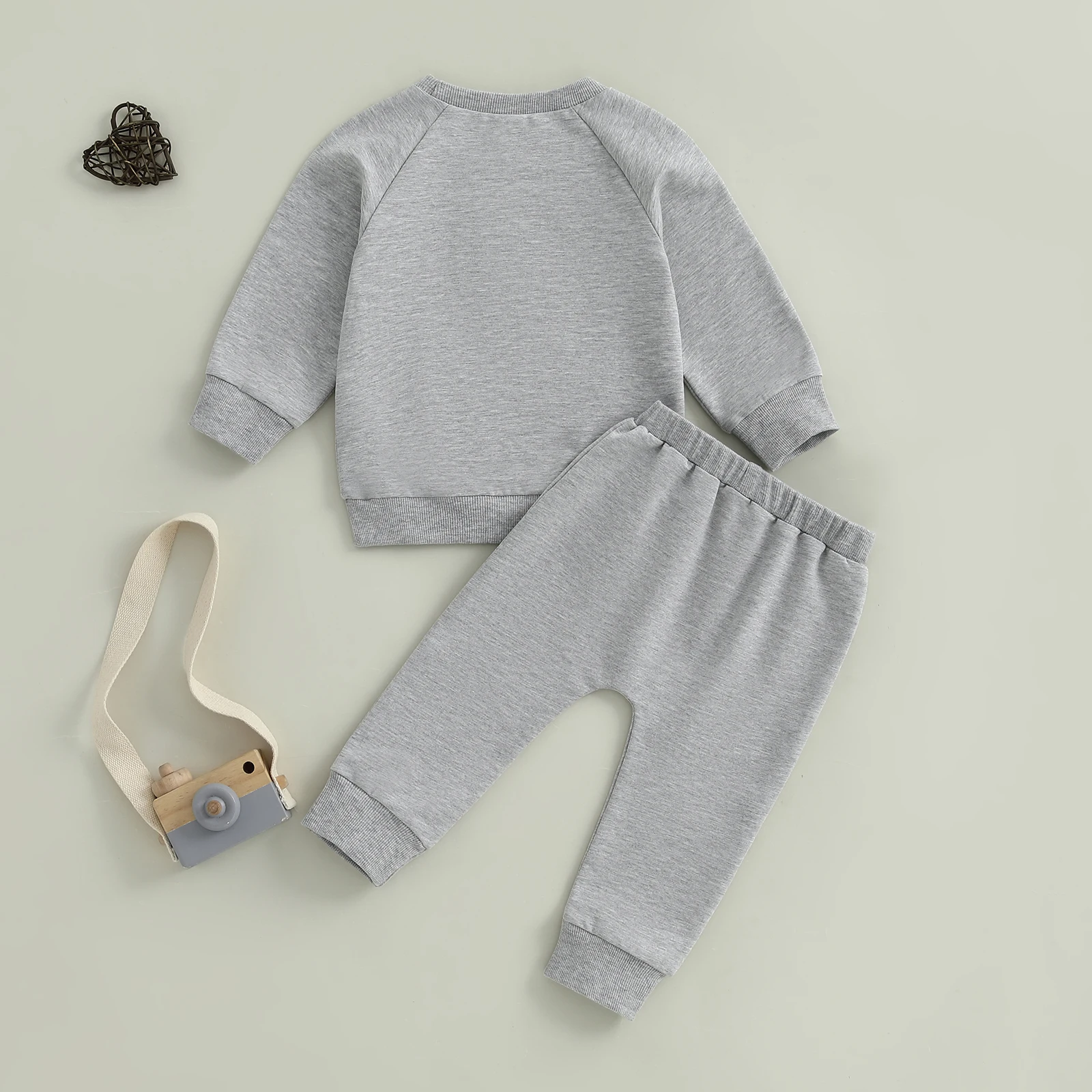 Ropa de otoño para niño pequeño, jersey de manga larga con bordado de guitarra de dinosaurio, pantalones de cintura elástica, traje de 2 uds. - imagen 2