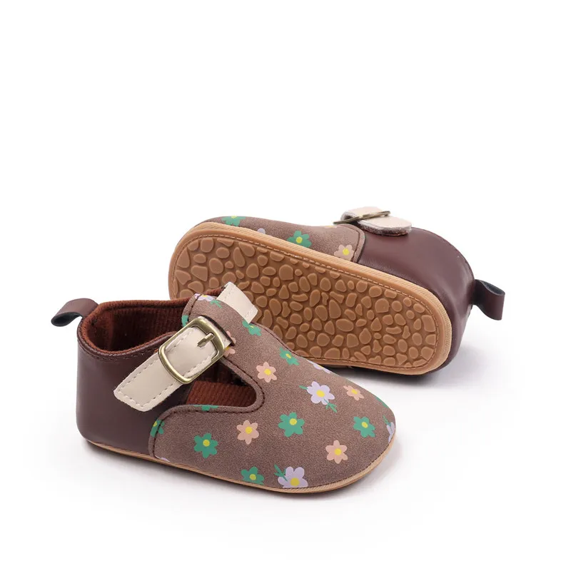 Zapatos de cuero con flores para bebé – Primeros pasos - imagen 3