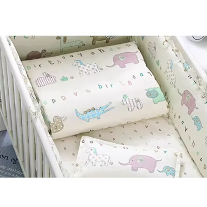 Juego de cama para niños de alta calidad, algodón súper suave, protección para recién nacidos, parachoques, estampado de dibujos animados, Sábana, funda de almohada - imagen 5