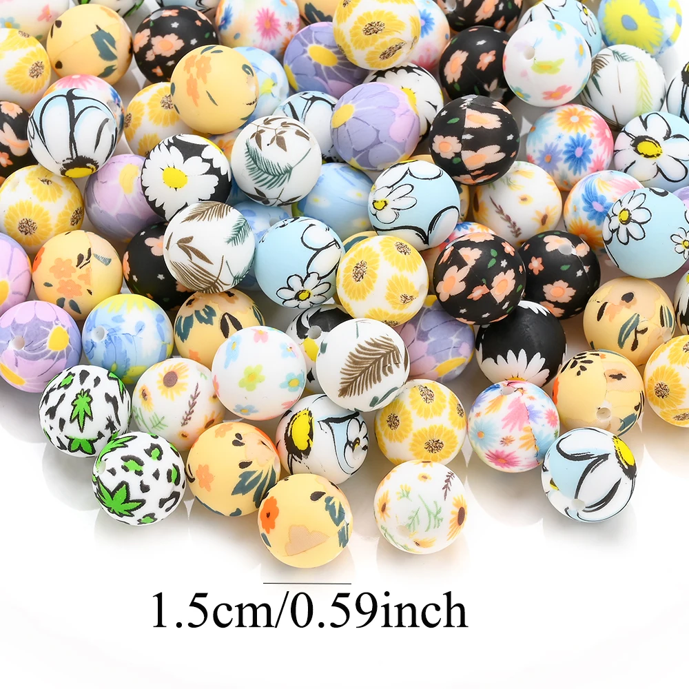Cuentas de silicona floral para cadenas de chupete artesanales - imagen 2