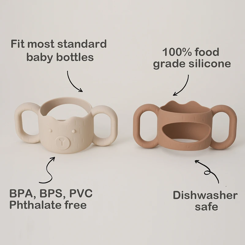1 asa de silicona para biberones, portabotellas con pajita estrecha, ayuda a sujetar la biberón, ajuste Global, calibre estándar, extraíble - imagen 5