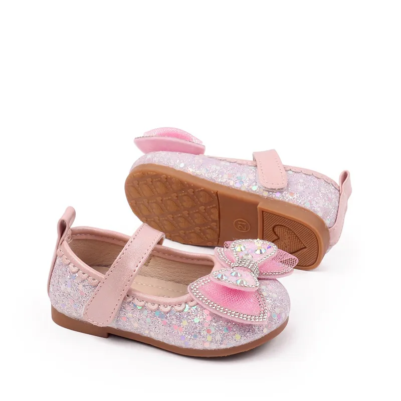 Zapatos de princesa para niños pequeños con lazo, zapatos ostentosos a la moda para niñas, nuevos zapatos planos de cuero para bebés de primavera y otoño - imagen 5