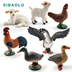 Little Lamb Swan Cock Hen modelo Animal, gallo, pollo, oveja, estatuilla, decoración del hogar, accesorios de decoración de jardín de hadas en miniatura