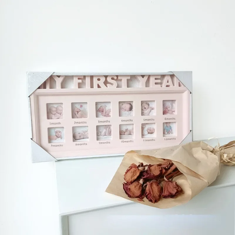 Marco de recuerdo de bebé de primer año, fotos de 0-12 meses, recuerdos para niños, regalo de memoria en crecimiento para niños - imagen 3