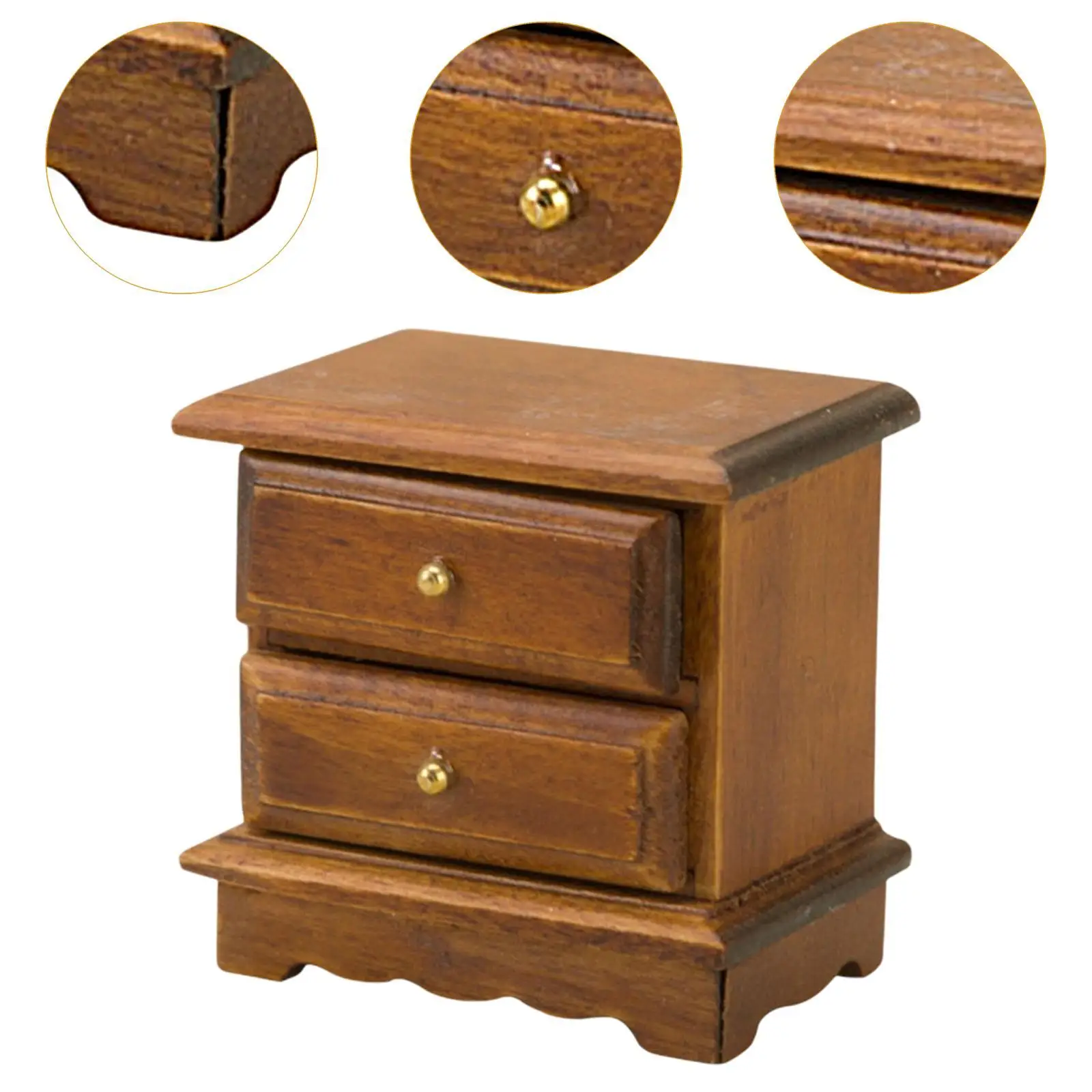 Dollhouse Bedside Table Simulation Classic Miniature Furniture Bedroom