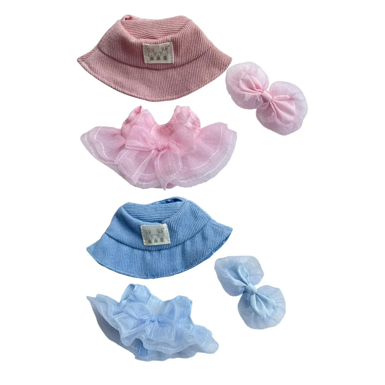 3 Pieces Dolls Dress with Hat Bow Hairpin for 15-17cm Dolls Dress up New Year Gifts