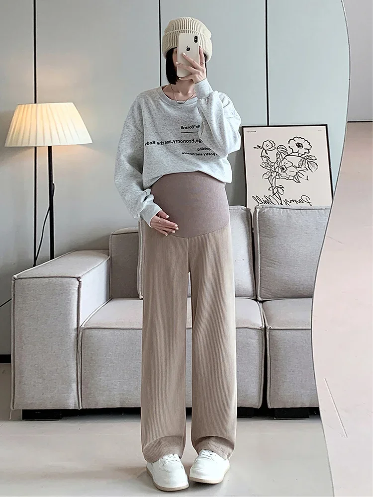 Pantalones premamá cintura alta pierna ancha – Moda embarazo cómoda - imagen 4