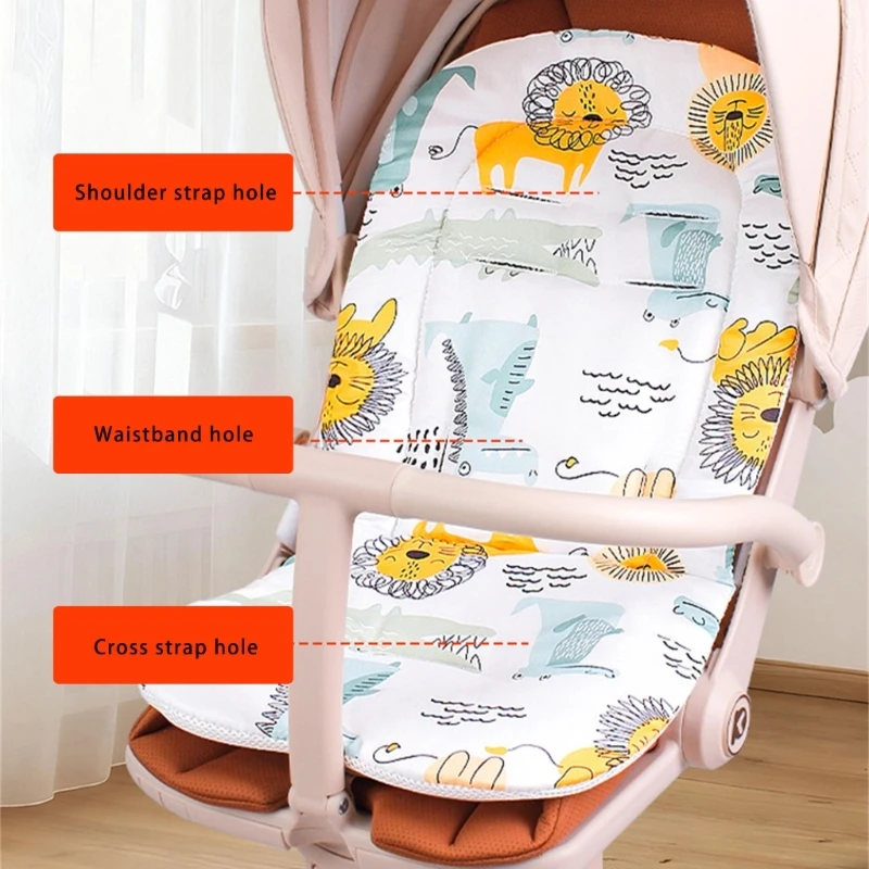 Cojín grueso de doble cara para asiento de cochecito de bebé, cojín Universal a prueba de golpes para asiento de cochecito, colchón con forro para insertar, verano e invierno - imagen 4