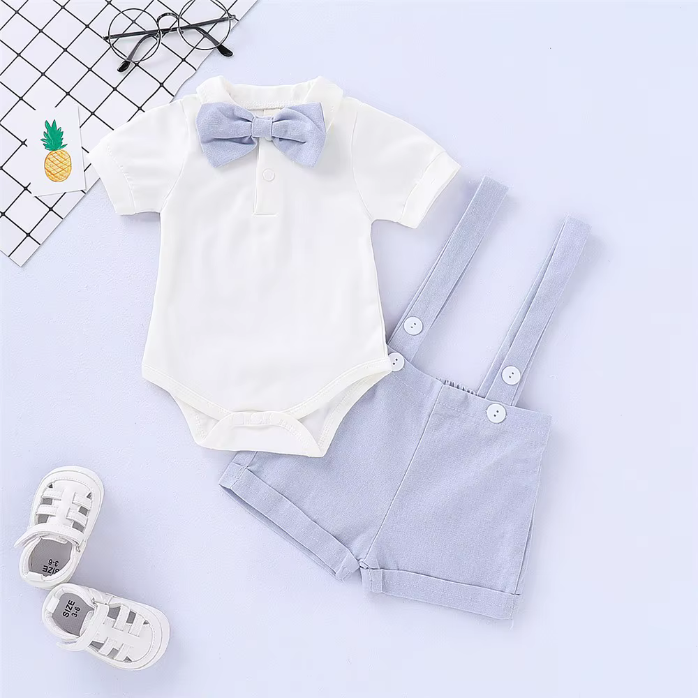 Conjunto bebé 0-24 meses: traje formal con tirantes y pantalones cortos - imagen 2