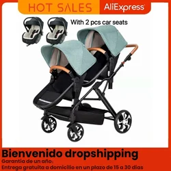 Carrito gemelar para bebés con asientos reclinables