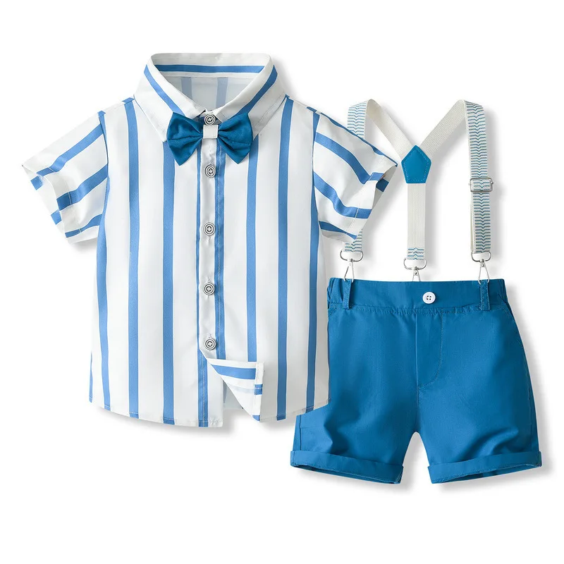 Conjunto verano bebé: top rayas y pantalón corto con pajarita