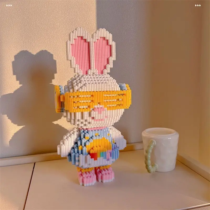 Nuevo Mini conejo colorido DIY de 33CM, modelo 3D con bloques de construcción ligeros, juguete de ensamblaje, rompecabezas de partículas pequeñas, adornos, regalo para niños