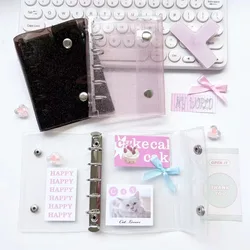 Carpeta transparente para niños rosa y negra con cubierta suelta