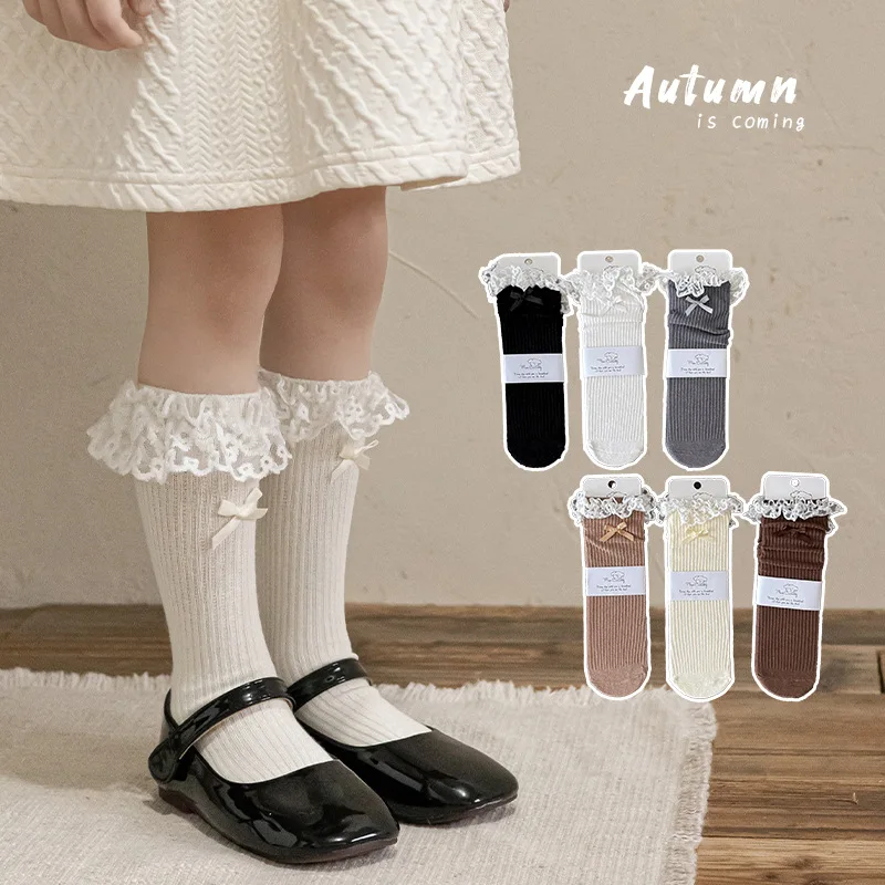 Calcetines de ballet con volantes para niñas – Algodón de punto doble - imagen 4